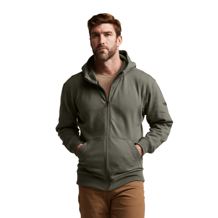 hauts pruche verte Hommes SITKA Gear sweat à capuche zippé essentiel LL28B116