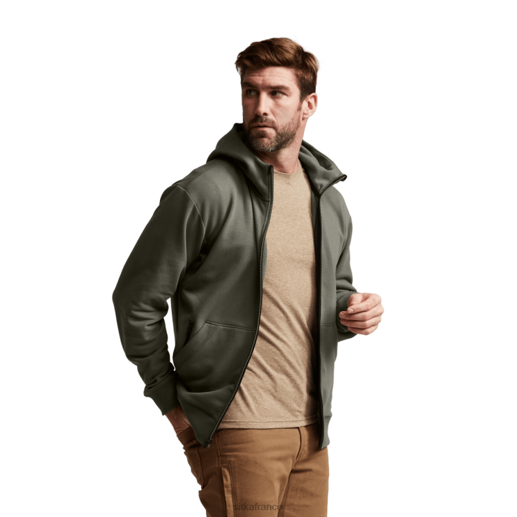 hauts pruche verte Hommes SITKA Gear sweat à capuche zippé essentiel LL28B116